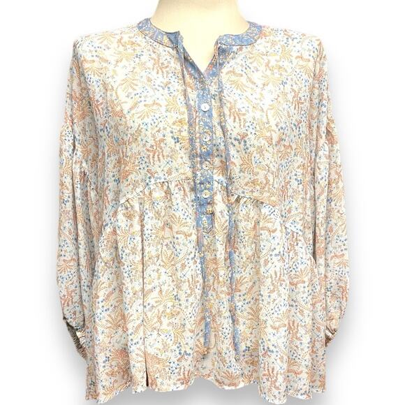 Easel Los Angeles Boho Babydoll Sheer Oversized Peasant Top Small - Picture 3 of 8